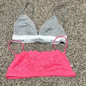 Calvin Klein Gray and Pink Bralette Duo